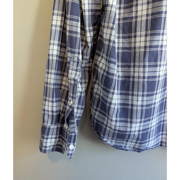 J.Crew Size Large Blue Plaid Button Down Shirt Mens Gray Check Slim Fit Crew - Picture 4 of 5